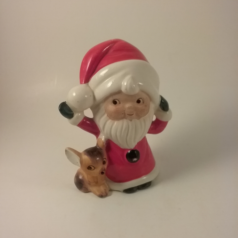 Vintage Cermic Santa Deer